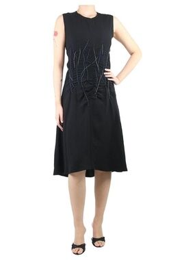 Marni Black sleeveless embroidered midi dress